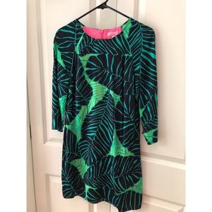 Navy and green leaf, silk Lilly Pulitzer dress!